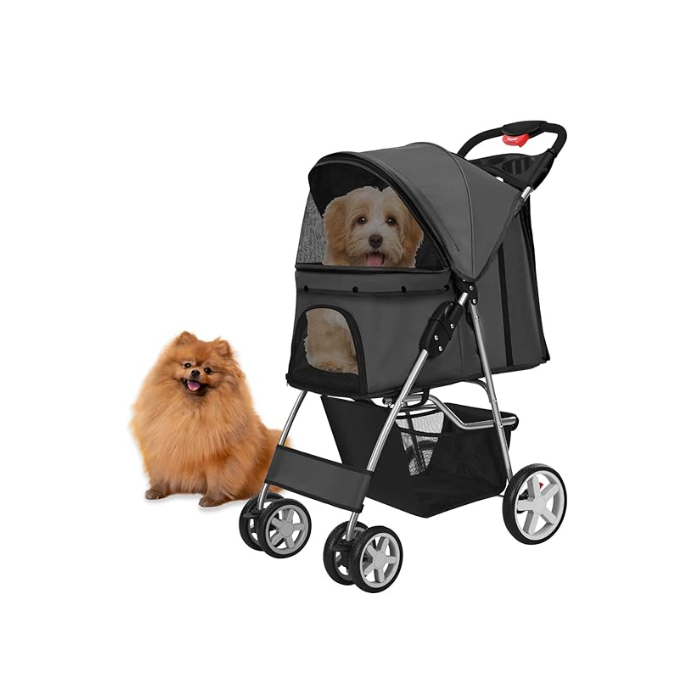 Topmast Hondenbuggy Classic Antraciet 4 Wielen Voor Dieren