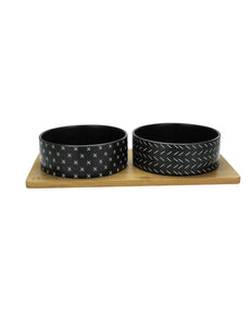 Ceramic & Bamboo Duo Bowl  Black