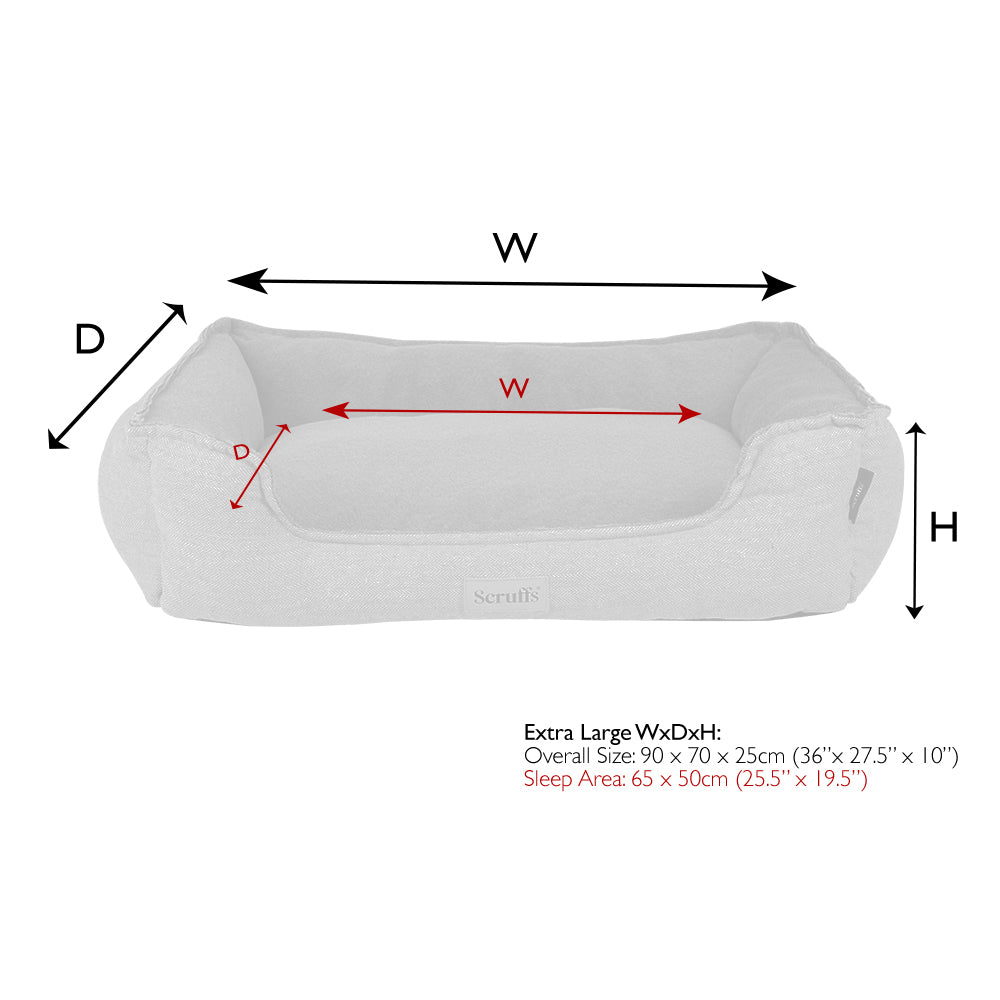 Harvard Memory Foam Orthopedisch Box Bed - Parel Grijs, Maat: Extra Large - 90 x 70 cm - Hondenbuggyspecialist.nl