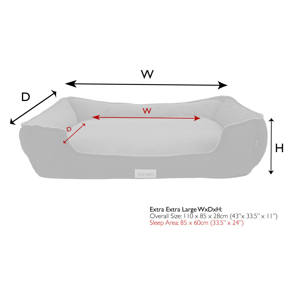 Harvard Memory Foam Orthopedisch Box Bed Parel grijs - Extra Extra Large - 110 x 85 cm - Hondenbuggyspecialist.nl