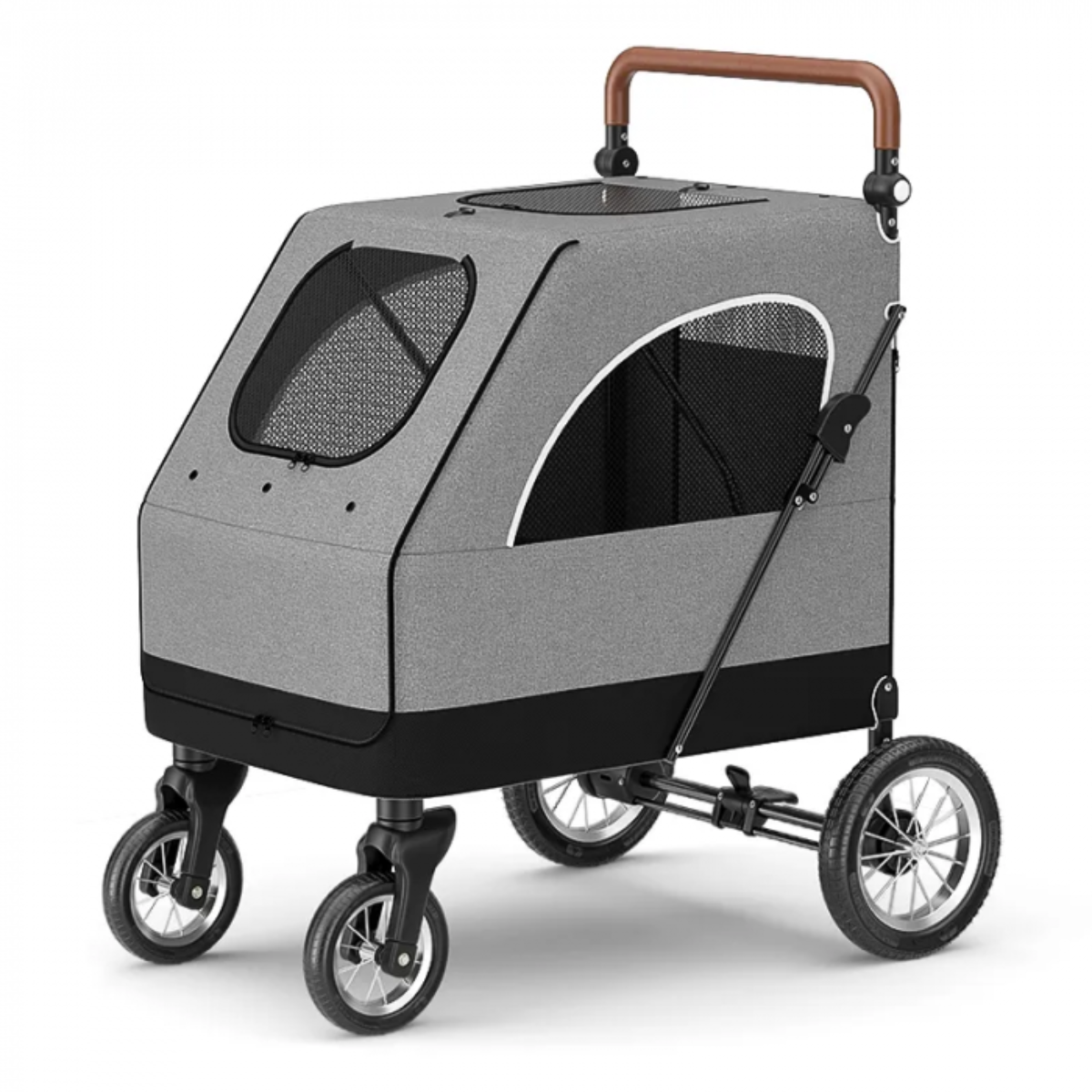 Topmast Hondenbuggy BIG SMART - GRIJS - 4 WIELEN - 40 KILO Draagvermogen - Hondenbuggyspecialist.nl