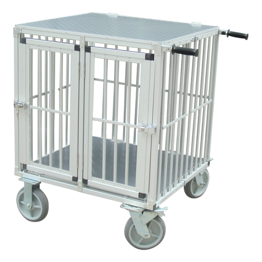 TOPMAST SHOWTROLLEY EXPOSE - VOOR 2 HONDEN - ALUMINIUM - MET WIELEN - DIVERSE MATEN - Hondenbuggyspecialist.nl